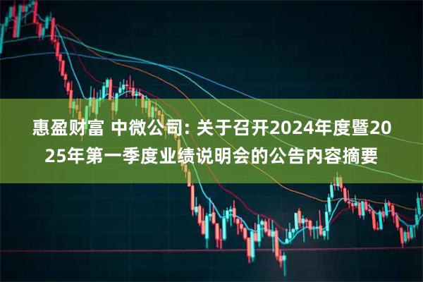 惠盈财富 中微公司: 关于召开2024年度暨2025年第一季度业绩说明会的公告内容摘要